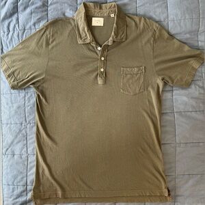 👕 Billy Reid Men’s XXL Garment-Dyed Cotton Polo Henley – olive color 🫒